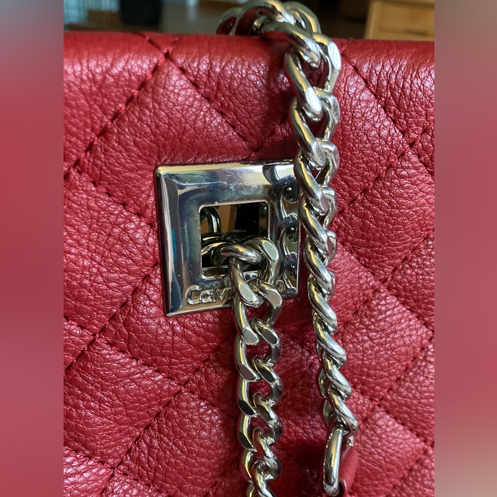 Leather Calvin Klein quilted handbag *Red* - Picture 2 of 7